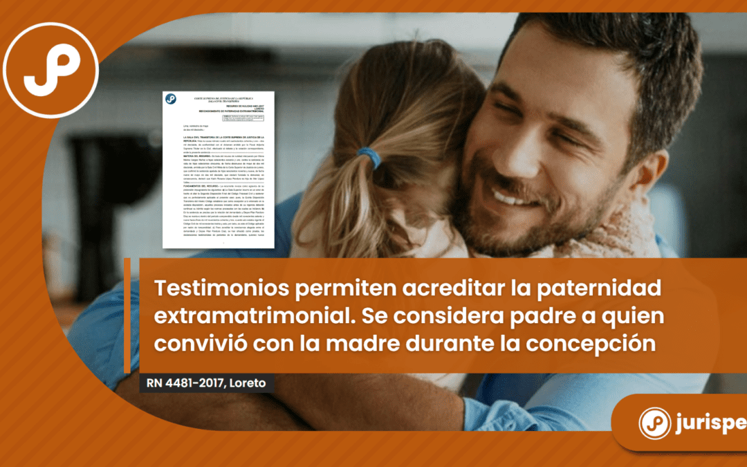 Testimonios permiten acreditar la paternidad extramatrimonial. Se considera padre a quien convivió con la madre durante la concepción. [RN 4481-2017, Loreto]