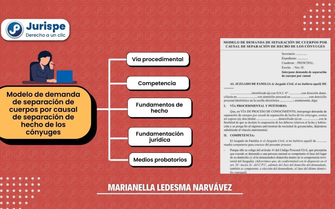 Modelo de demanda de separación de cuerpos por causal de separación de hecho de los cónyuges