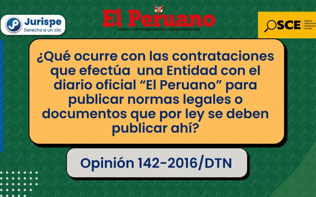 ¿Las contrataciones de una entidad con el diario oficial El Peruano para publicar normas legales están bajo la normativa de contrataciones del Estado?