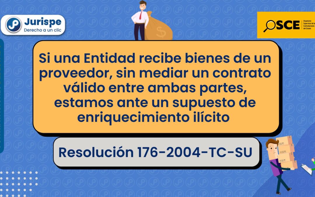 Que entidad reciba bienes de un proveedor, sin mediar un contrato válido, es un supuesto de enriquecimiento indebido [Resolución 176-2004-TC-SU]