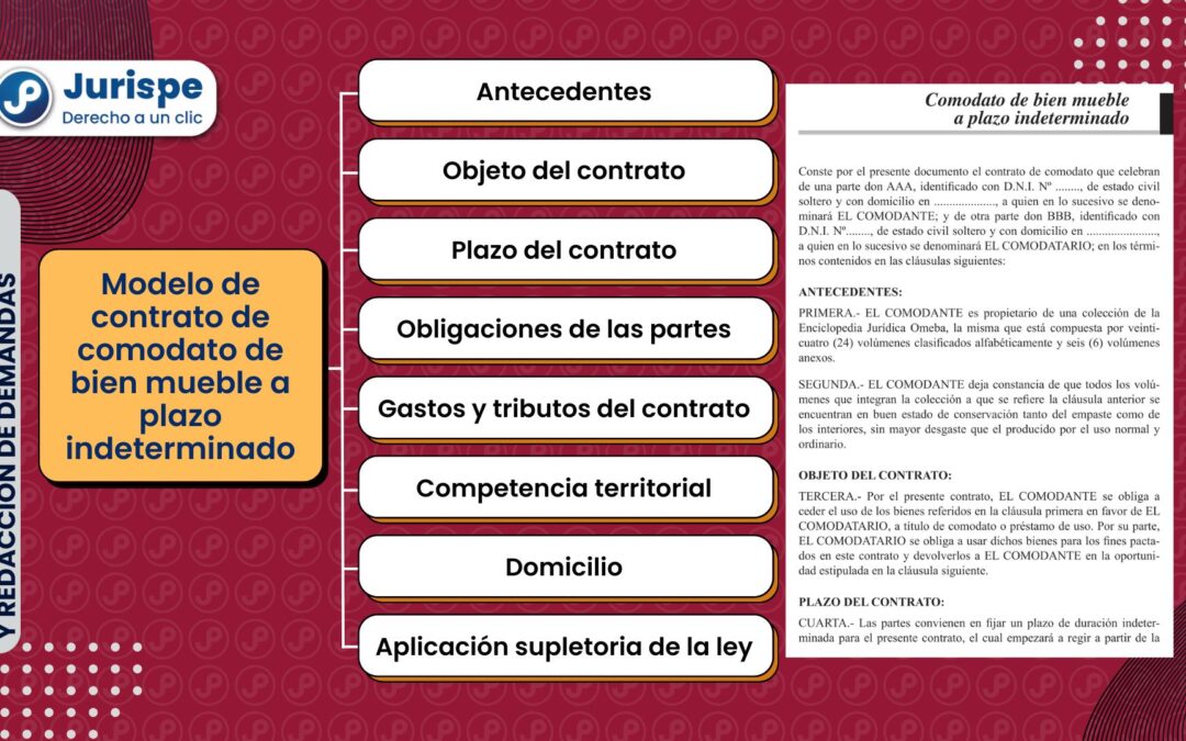Modelo de contrato de comodato de bien mueble a plazo indeterminado