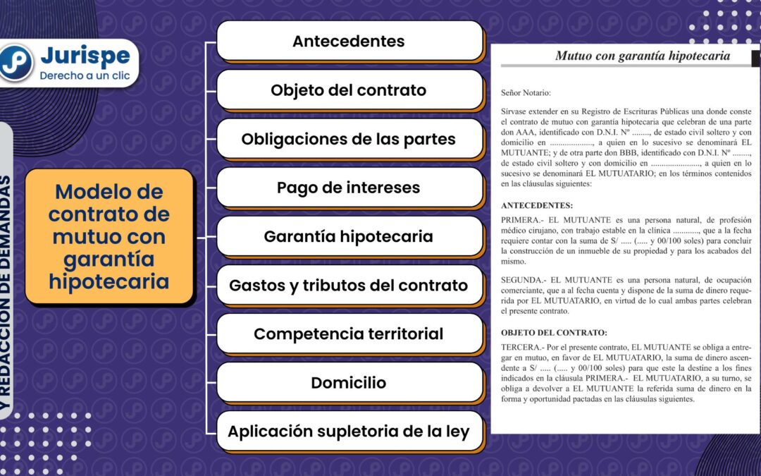 Modelo de contrato de mutuo con garantía hipotecaria