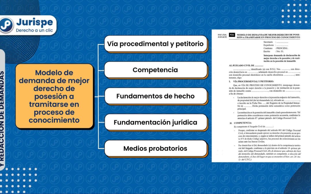 Modelo de demanda de mejor derecho de posesión a tramitarse en proceso de conocimiento