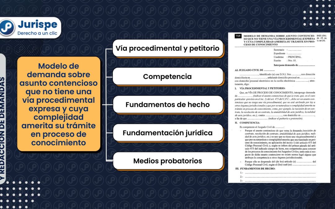 Modelo de demanda sobre asunto contencioso que no tiene una vía procedimental expresa y cuya complejidad amerita su trámite en proceso de conocimiento