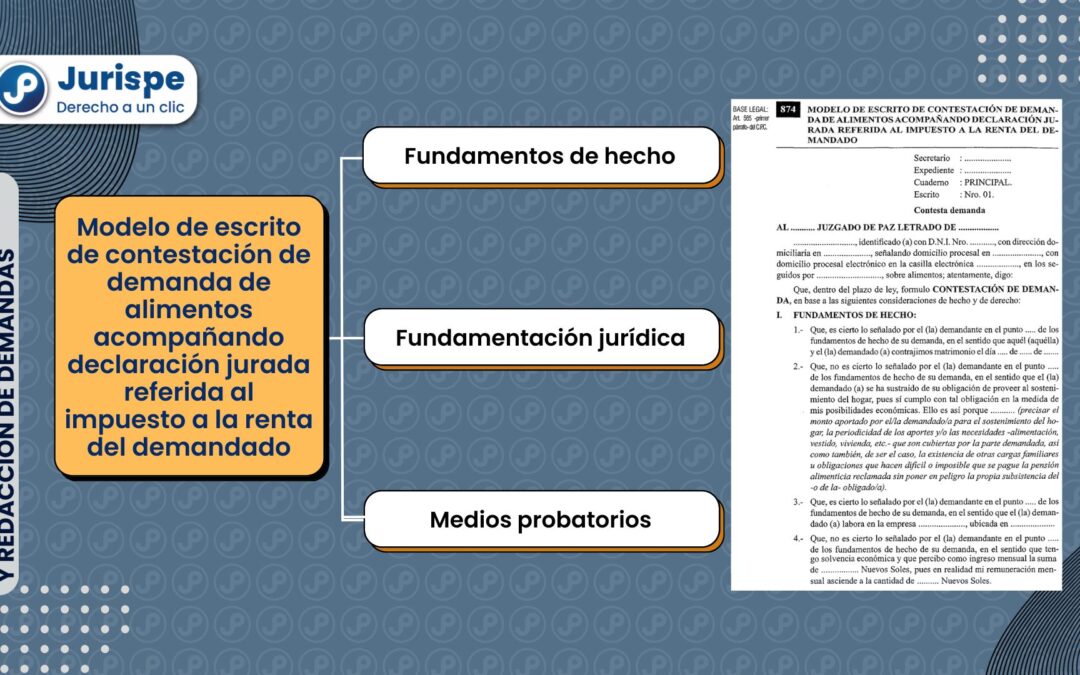 Modelo de escrito de contestación de demanda de alimentos con declaración jurada sobre el impuesto a la renta del demandado