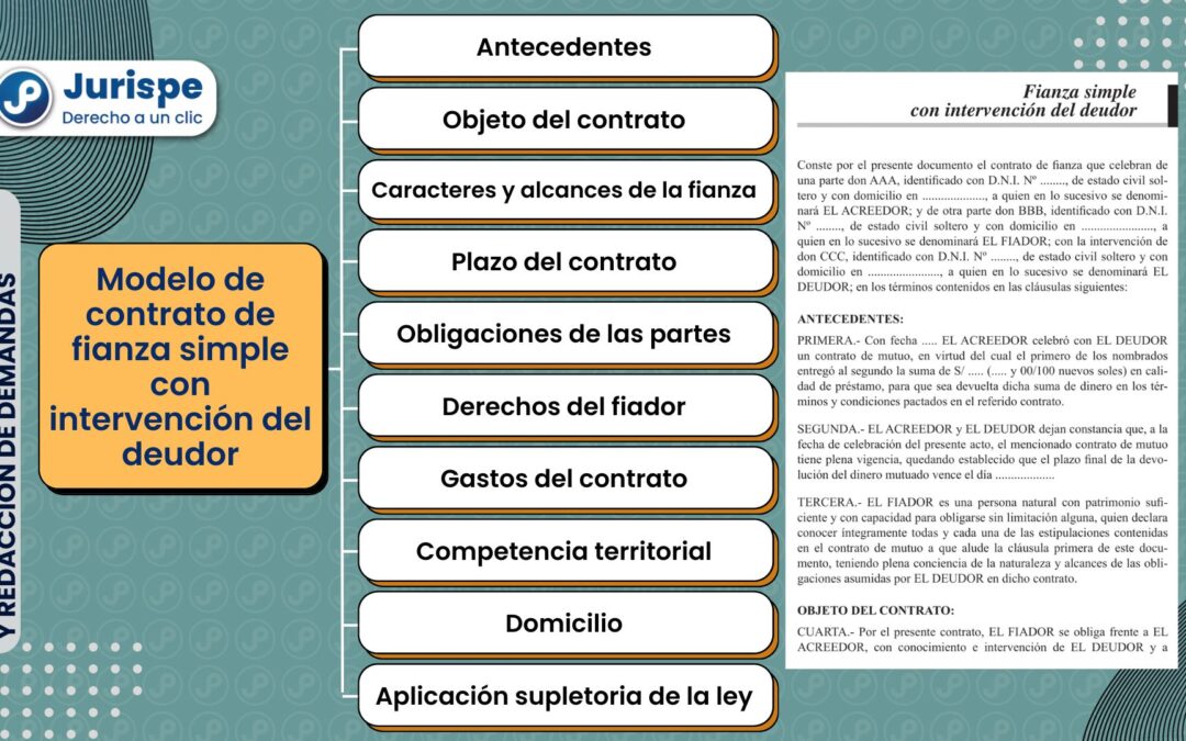 Modelo de contrato de fianza simple con intervención del deudor