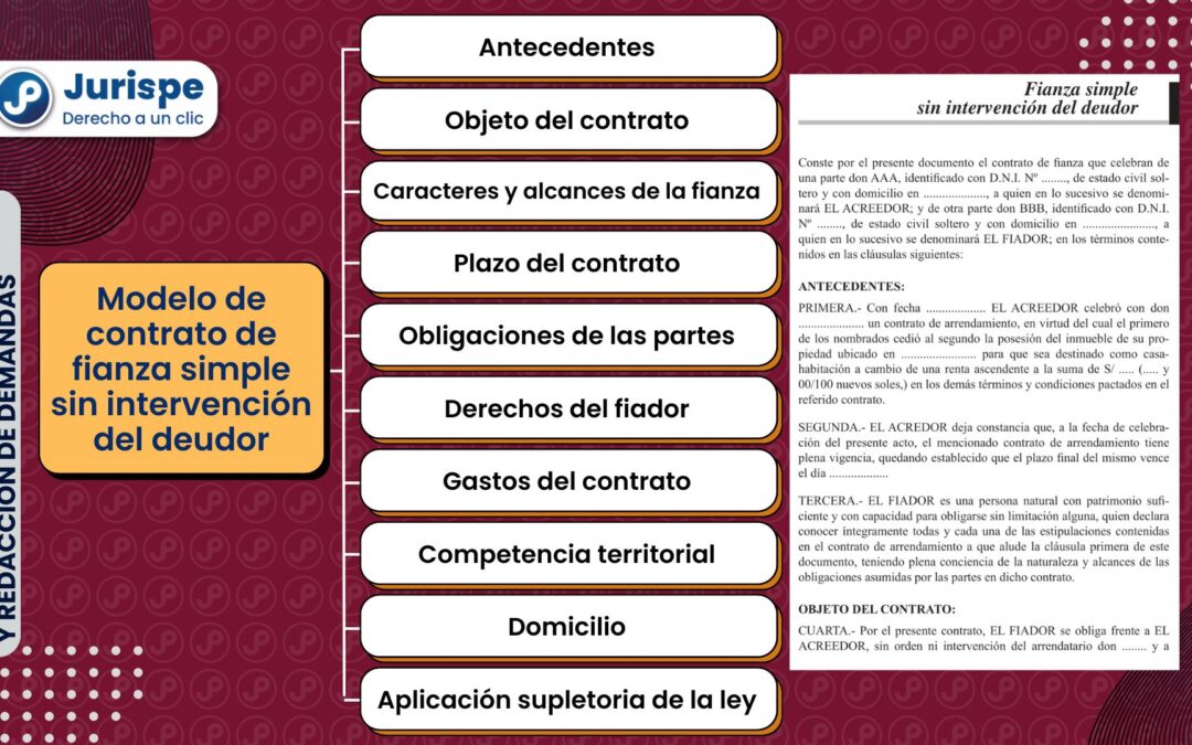 Modelo de contrato de fianza simple sin intervención del deudor