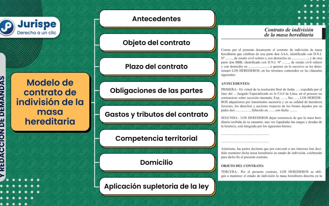 Modelo de contrato de indivisión de la masa hereditaria