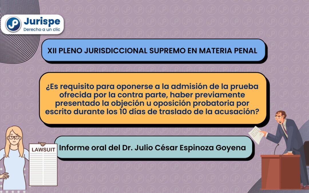 ¿Es requisito para oponerse a la admisión de la prueba ofrecida por la contra parte, haber previamente presentado la objeción u oposición probatoria por escrito durante los 10 días de traslado de la acusación?