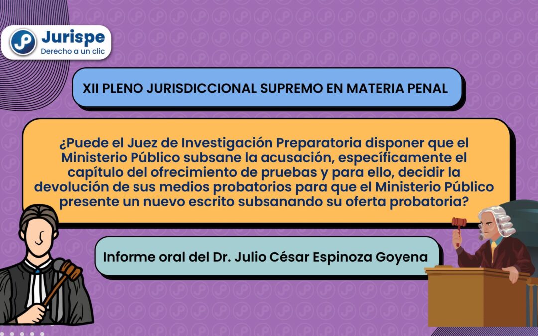 ¿Puede el Juez de Investigación Preparatoria disponer que el Ministerio Público subsane la acusación, específicamente el capítulo del ofrecimiento de pruebas y para ello, decidir la devolución de sus medios probatorios para que el Ministerio Público presente un nuevo escrito subsanando su oferta probatoria?