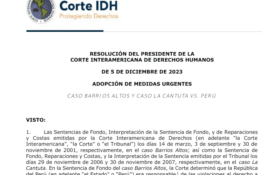 ÚLTIMO: Corte IDH requiere al Perú que se abstenga de ejecutar liberación de Fujimori