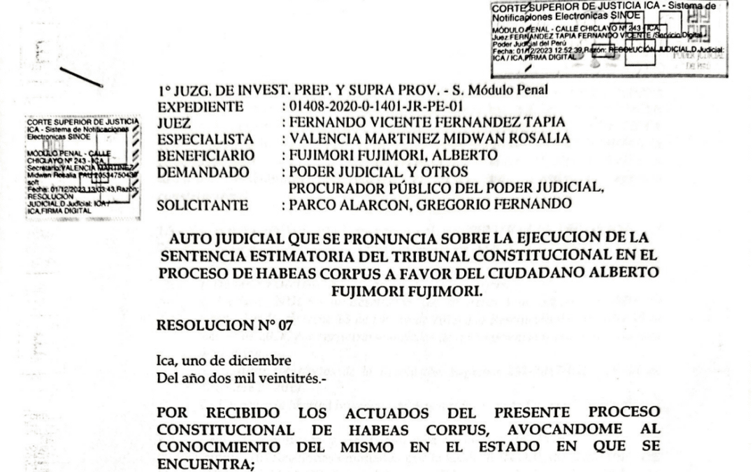 ¡ÚLTIMO! Fujimori seguirá en prisión: juez de Ica declara improcedente ejecutar la sentencia del TC