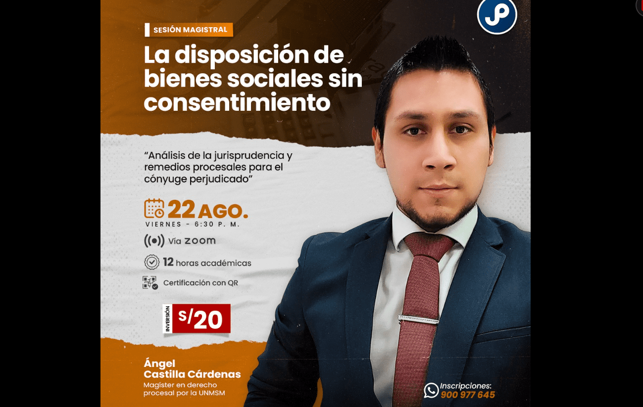 [VÍDEO] Sesión magistral sobre la disposición de bienes sociales sin consentimiento: análisis de la jurisprudencia y remedios procesales para el cónyuge perjudicado.